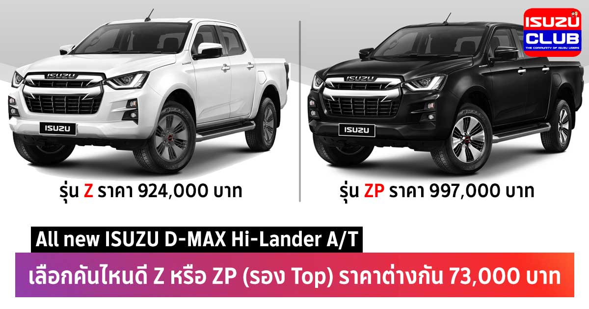 เลือก Hi-Lander เกียร์ออโต้ รุ่นไหนดี Z หรือ ZP (รอง Top) ราคาต่างกัน 73,000 บาท